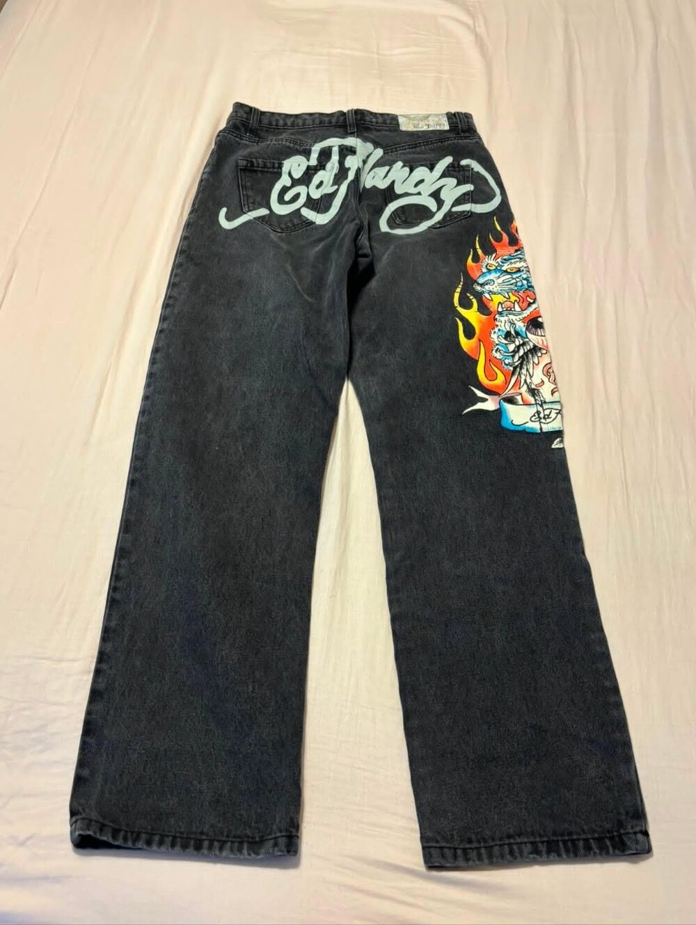 Ed Hardy Black Jeans with Flame Graphic